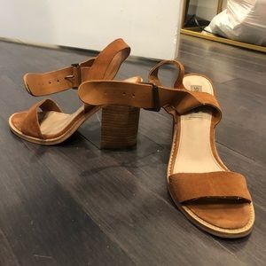 Brown Swede wood heel